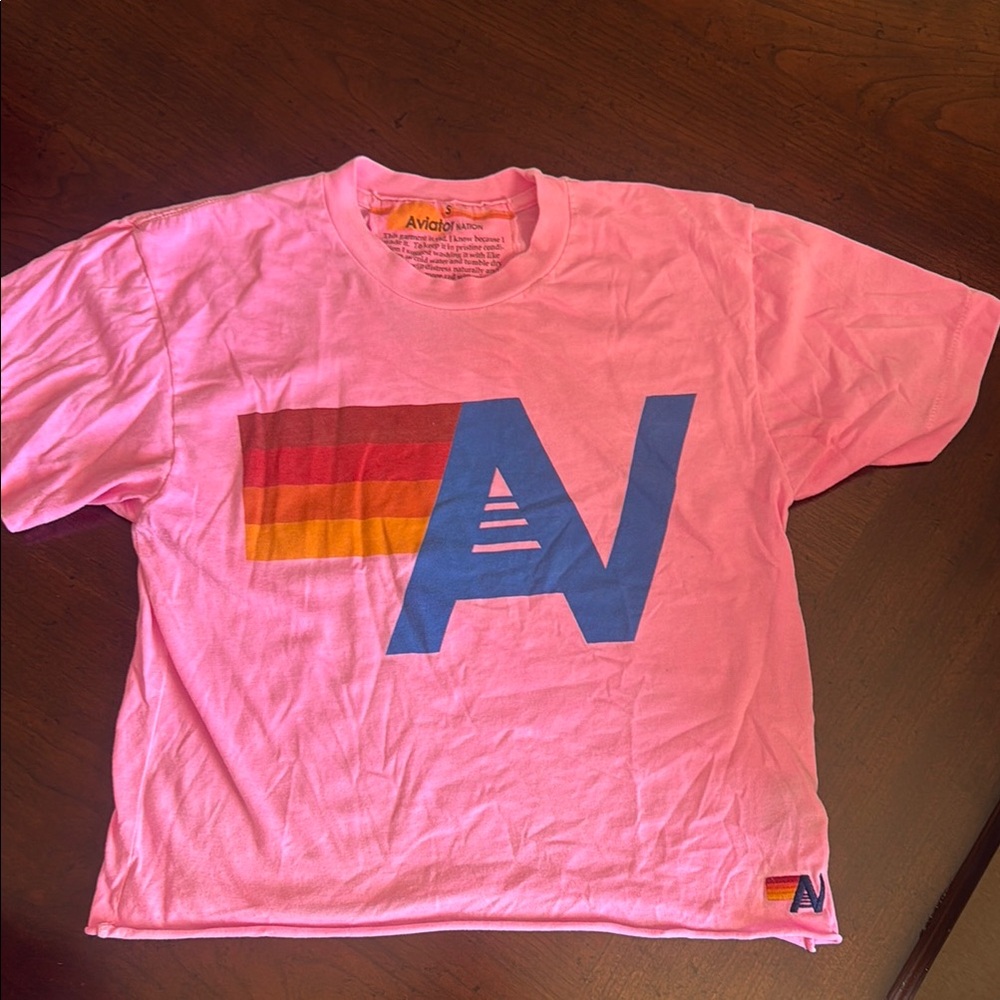 Aviator Nation Pink and Blue Graphic Tee